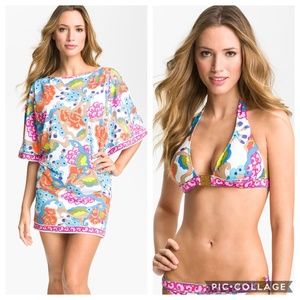 Trina Turk Cherry Blossoms Bikini w Cover up 10 12
